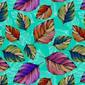 Allover,Leaves,Pattern,With,Double,Exposure,Effect,Amazing,Artwork,Of Illustrazione stock