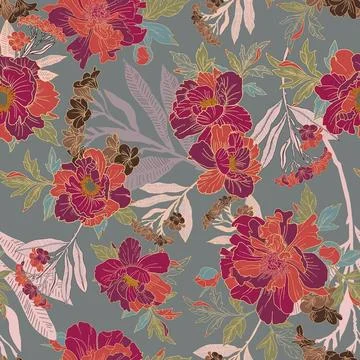 Allover,Pattern,Seamless,Floral,Pattern,New,Digital,Print,Textile,Design Stock-Illustration