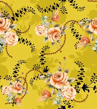 Allover,Pattern,Seamless,Floral,Pattern,New,Digital,Print,Textile,Design 스톡 일러스트