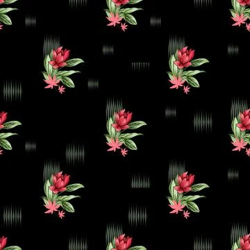 All,Over,Seamless,Floral,Pattern Stock Illustration