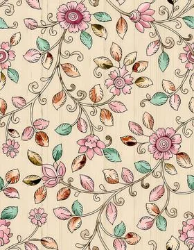 Allover,Seamless,Pattern,Floral,Design,By,Textile,Printing Stock Illustration