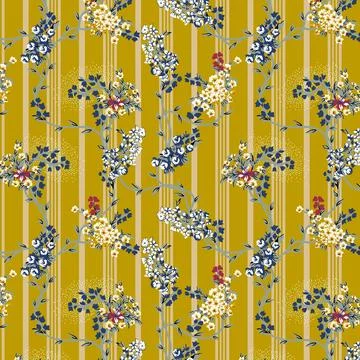 Allover,Tiny,Flowers,Pattern,Yellow,Colored Stock Illustration