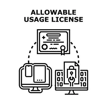 Allowable usage license concept with digital devices Stock Illustration
