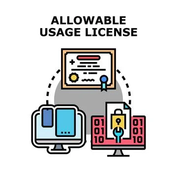 Allowable usage license concept with digital devices Stock Illustration