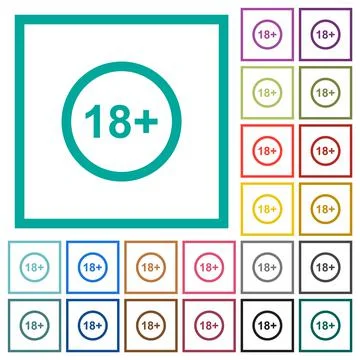 Allowed above 18 years only flat color icons with quadrant frames 스톡 일러스트