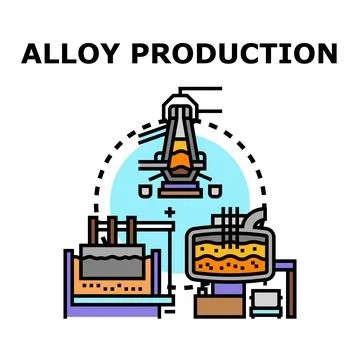 Alloy production process creating molten metal substance Stock Illustration