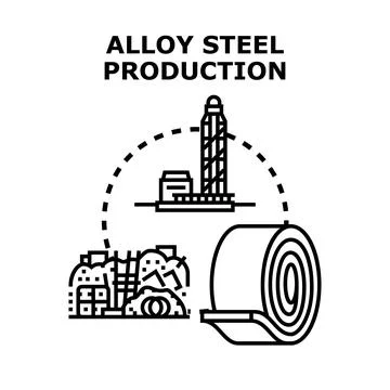 Alloy steel production process with raw materials and coil Stock Illustration
