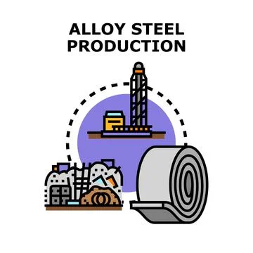 Alloy steel production process with raw materials and coil Stock Illustration