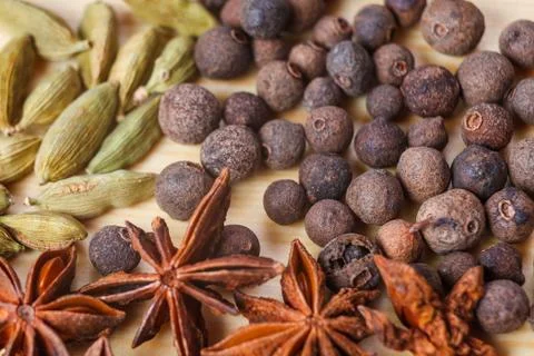 Allspice texture kitchen Stock Photos