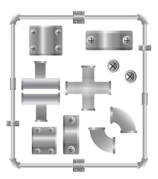 Alluminim pipes vector set design template Stock Illustration