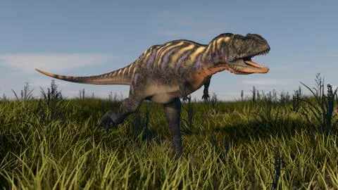 Alluring Aucasaurus in grassland. Stock Illustration