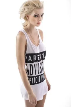 Alluring blonde lady with clear complexion Stock Photos
