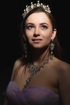 Alluring brunette posing in the studio. Stock Photos