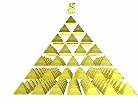 Alluring deceptive isolated pyramids topped by a golden dollar Stock Illustration