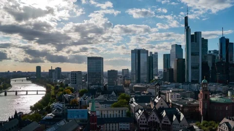 Alluring Frankfurt Skyline Timelapse Emphasizing City Life and Nature Stock Footage 306521540