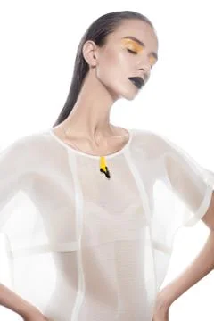 Alluring model with bright shiny makeup Stock Photos