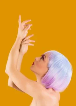 Alluring model posing with hands Stock Photos