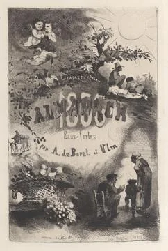 Almanach de la Socit des Aqua-fortistes 186566 Amde de Boret French The fou.. Stock Photos