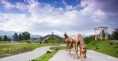 Almaty Park time lapse Video stock 52686399