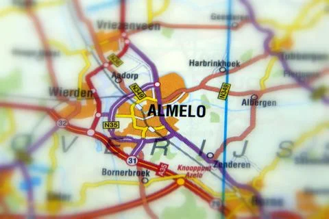 Almelo on a map Stock Photos