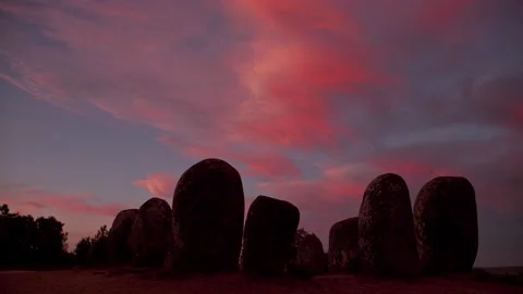 Almendres Cromlech Sunset | Timelapse Stock Footage 201296491