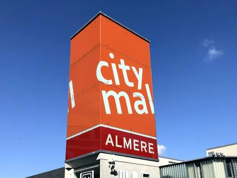 Almere City Mall signpost Foto stock