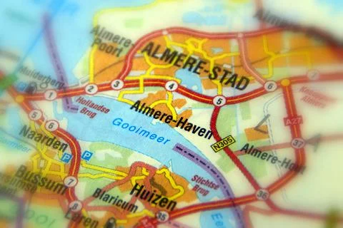 Almere Haven on a map Stock Photos