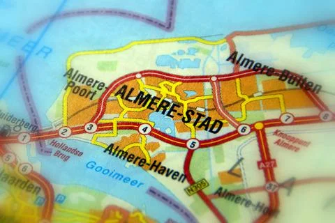 Almere on a map Stock Photos