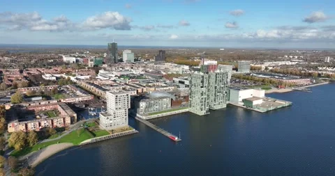 Almere medium large dutch city in province of Flevoland, The Netherlands 스톡 동영상 221912118