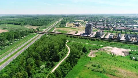 Almere Panorama of the Comic Book Heros Neighbourhood – Holland, 4K Drone Stock Footage 145926768