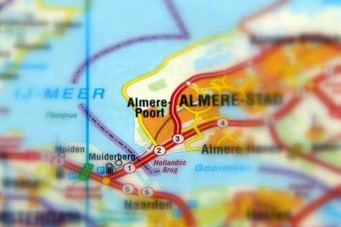 Almere Poort on a map Stock Photos