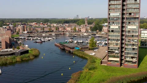 Almere Port from the Sky Video stock 140542730