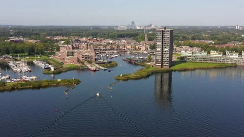Almere Port from the Sky Video stock 140543102