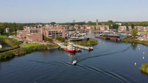 Almere Port from the Sky Video stock 140543531