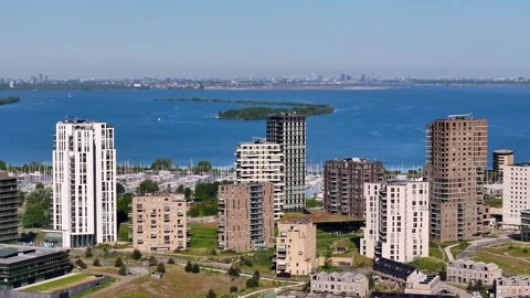 Almere Port from the Sky Video stock 309866638
