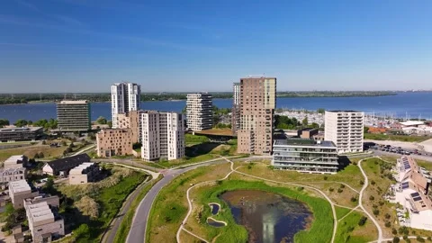 Almere Port from the Sky Video stock 309866641