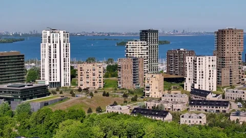 Almere Port from the Sky Video stock 309866657