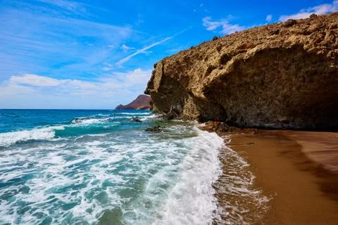 Almeria Playa del Monsul beach at Cabo de Gata Stock Photos