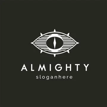 Almighty eye logo icon vector illustration with arrows in all directions Stock Illustration