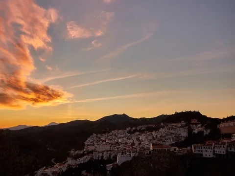 Almogia at dusk Stock Footage 72357645