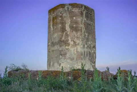 Almohad watchtower of Ibn Marwan or Los Rostros, Badajoz, Spain Stock Photos