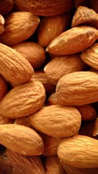 Almond background image close-up selective focus Stock Photos