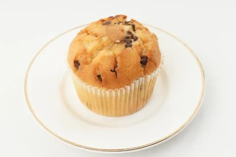 Almond chocolate chip muffin Stock Photos