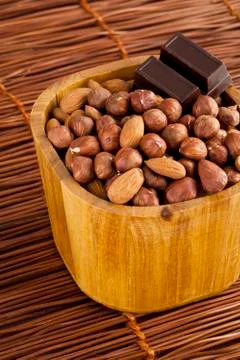 Almond with chocolate Stock Photos