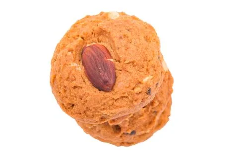 Almond cookie on white background Stock-Fotos