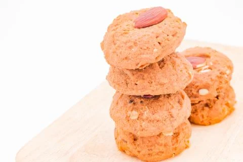 Almond cookie on white background Foto stock