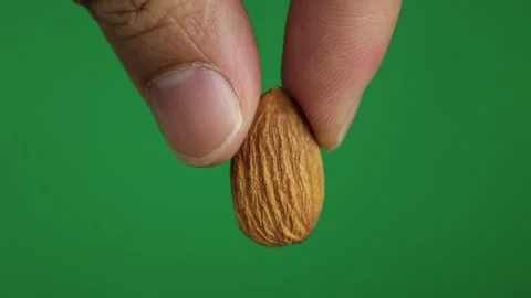 Almond on green background Video stock 269097402