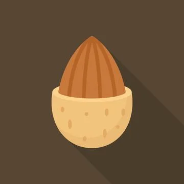 Almond in Hard Shell Flat Vector Illustration Stock Illustration
