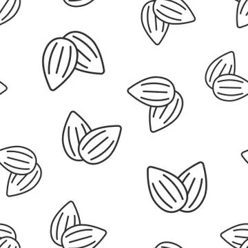 Almond icon seamless pattern background. Bean vector illustration on white is 스톡 일러스트