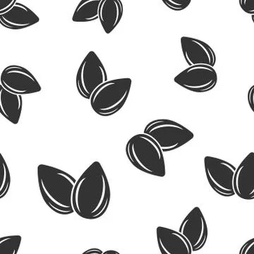 Almond icon seamless pattern background. Bean vector illustration on white is Stock Illustration